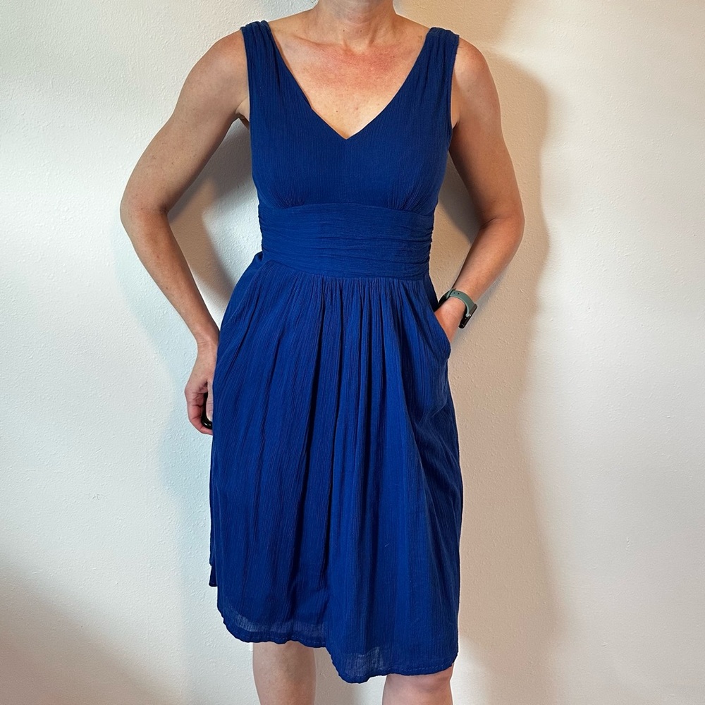 Breezy Cotton Blue Sleeveless Dress